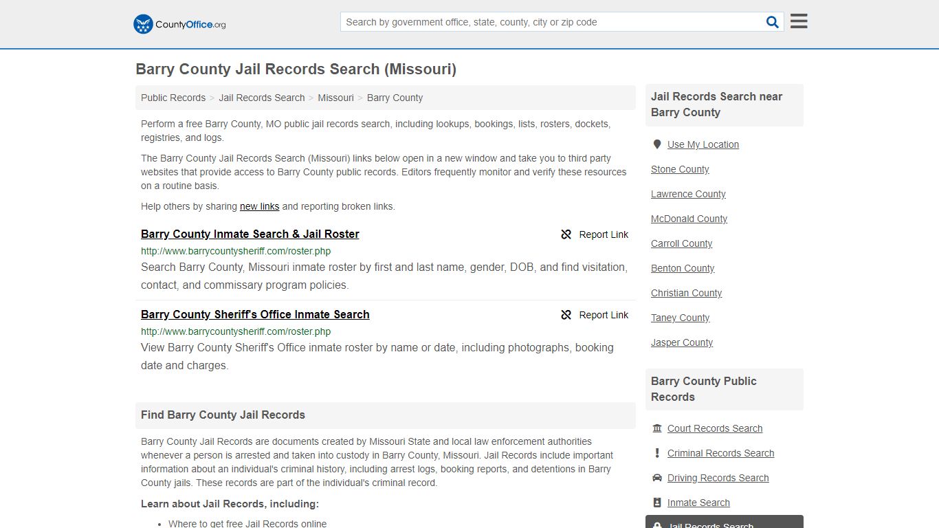 Jail Records Search - Barry County, MO (Jail Rosters ...